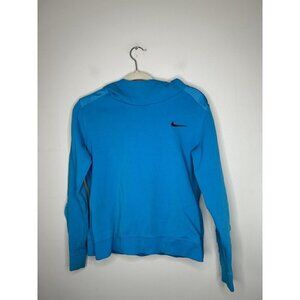 Nike Swoosh Ninja Neck Hoodie Blue Long Sleeve Vintage Y2K Size Medium